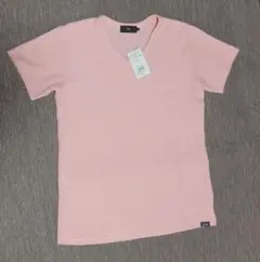 新品☆タグ付き　アズール☆ピンクワッフル生地 Vネック Tシャツ 半袖