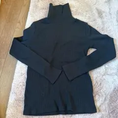 earthmusic ecologyリブニット　タートル　S ブラック　黒