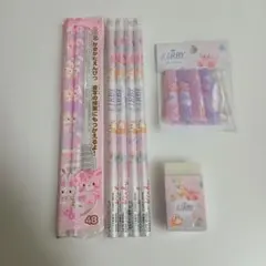 カービィ　サンリオ　 鉛筆・消しゴム・キャップ セット