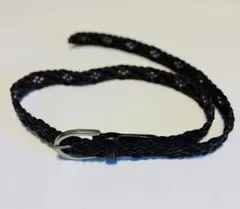 編み込みレザー ベルト ブラウン