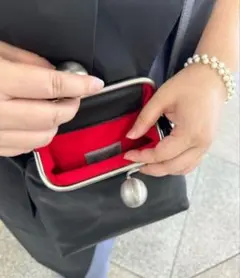 美品✨️kawa-kawa　NO1464 口金ポシェット/ショルダーバッグ　黒