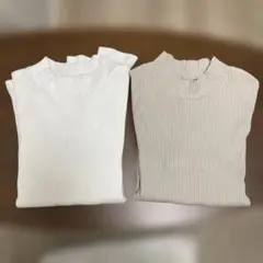 ユニクロ　リブハイネックT