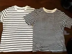 無印良品 ボーダー半袖Tシャツ 2枚セット M 白黒