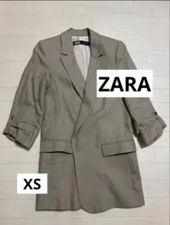 ZARA グレージュ テーラードジャケット　七分袖　XS リネン