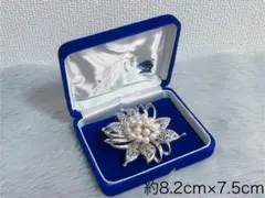 花モチーフ パール シルバー ブローチ 約8.2cm×7.5cm