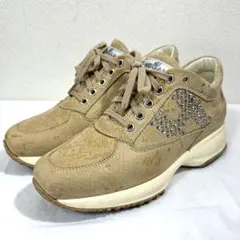 HOGAN スニーカー パイソン柄 ベージュ ラインストーン 36 厚底のサムネイル