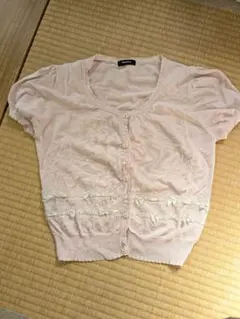 LUCCICA　半袖　カーディガン　ボレロ　ガーリー　リボン　レース　М