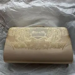 和装用バッグ ベージュ 金色刺繍