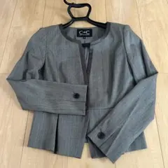 C de C ノーカラー チェックジャケット