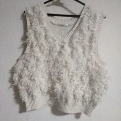 ldhnes フリンジニットベスト ホワイト