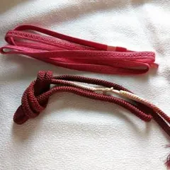 ボルドーとピンクの帯締め