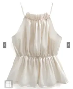 ホルターネックオーガンジーペプラムトップス