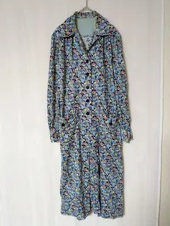 【レトロ古着】ヴィンテージ風 花柄 ロングワンピース 総柄 長袖 Aライン