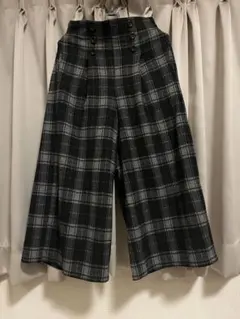ブラックチェック ガウチョパンツ Mサイズ