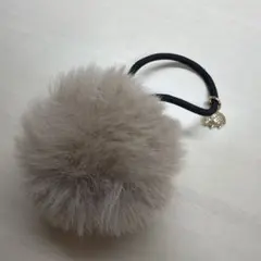 グレー ファー ヘアゴム