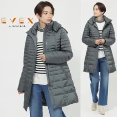 美品/エヴェックスバイクリツィア 洗える シャンブレーグリーンダウンコート 42