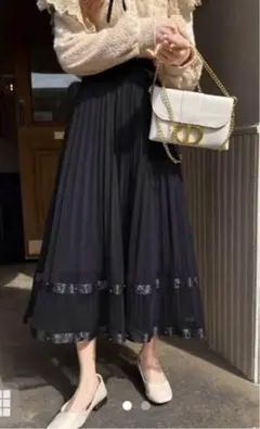 GRL パールチュールプリーツスカート ac2175