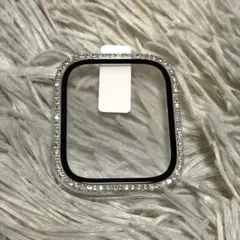 Apple Watch用ケース きらきら装飾のクリアケース　ガラス付き 45mm