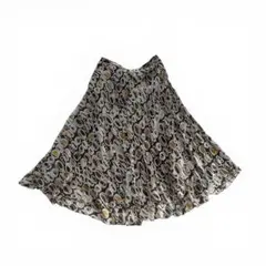 高級　フレアスカート　シルク　キュプラ　幾何学模様　モード　カジュアル　きれいめ