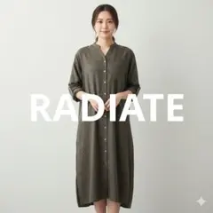 【美品】RADIATE ラディエイト スリットロングシャツワンピース カーキ F
