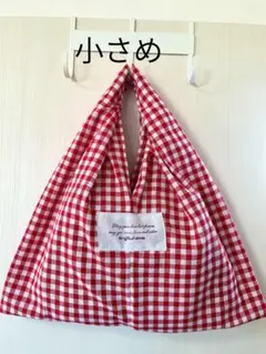小さめワンハンドルトートバッグ[ハンドメイド]赤と白ギンガムチェック