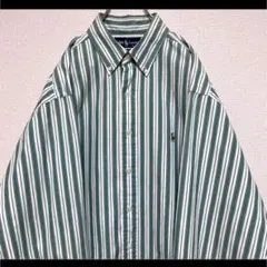 ラルフローレン BDシャツ 長袖 グリーン ストライプ マルチポニー刺繍 90s