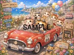ねこ ドライブ A4 デザインペーパー