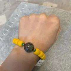 【三眼 水紋天珠】 ブレスレット　雪巴 お守り