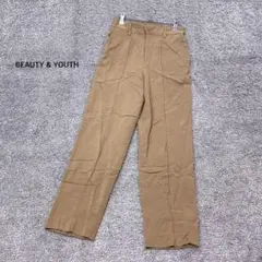 =【ビューティーアンドユース】ハイツイルピンタックパンツ ベージュ レーヨン混