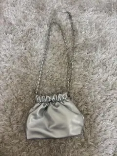 シルバー ギャザー パーティーバッグ