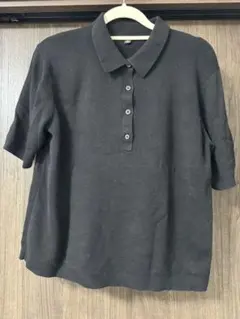 UNIQLO 半袖 ポロニット　ポロセーター　ブラック　XL