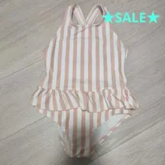女の子用 ワンピース水着 90cm ストライプ