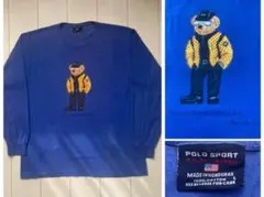 90s POLO BEAR SPORT ポロスポーツ ラルフ ポロベア 青 XL