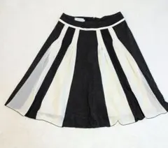 Anatelier フレアスカート 38サイズ こげ茶×ベージュストライプ