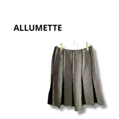 【アリュメッテ】ひざ丈　フレア　スカート　可愛い　プリーツ　日本製　グレー