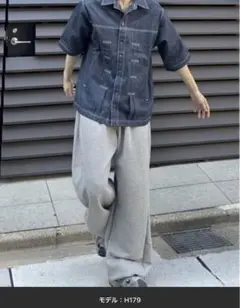 chikashitsu+ スナップボタンバギースウェットパンツ　グレー