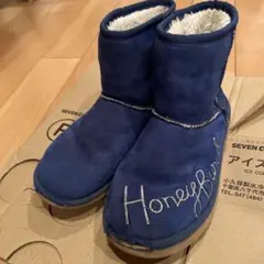 ミッキー　ネイビー ムートンブーツ S