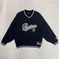 ✨美品✨ NFL RAIDERS レイダース　ナイロンプルオーバー　刺繍　黒　Lのサムネイル
