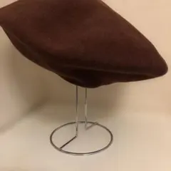 ブラウン ベレー帽 フラットトップ