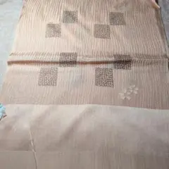 新品未使用　オレンジ系 帯揚げ 格子模様 花柄