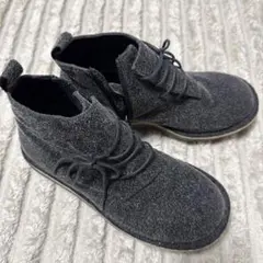 日本製チャッカブーツサイドジッパー付きキラキラスエードブラックM