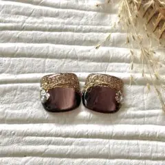 フットネイル マグネット ラメフレンチネイル 親指セット