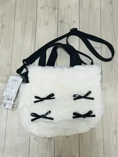 【タグ付新品】【訳有】ライトオン　フェイクファーリボンバッグ　ショルダー2way