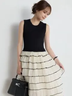 flower♡様専用 nairo ナイロ リブドッキングフリルチュールワンピース