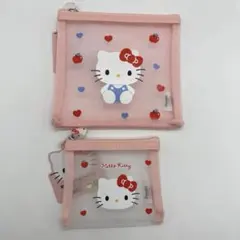 ★韓国ダイソー ハローキティ スクエア メッシュポーチ 2点セット2025新作★