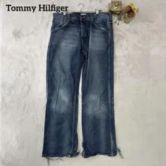 トミーヒルフィガーダークブルー ストレートデニム （34/32）ダメージ