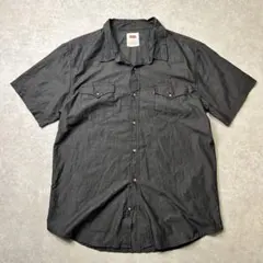 Levi's リーバイス 半袖ウエスタンシャツ 木目調猫目ボタン スミクロ XLのサムネイル