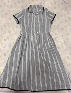 チェック柄 半袖シャツワンピース