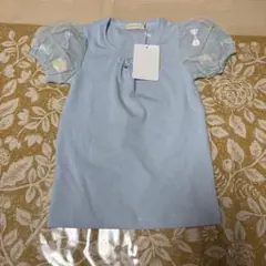 新品＊panpantutu 水色 フリル付き半袖シャツ 100cm