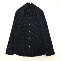 【美品】自由区 ボウタイブラウス ドット ネイビーのサムネイル